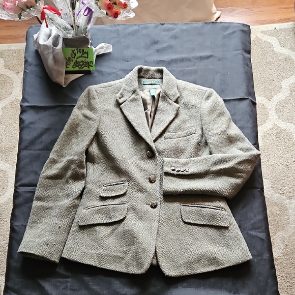 Lauren Ralph Lauren Jackets & Blazers - LRL Gray Herringbone Wool Blend Blazer | Dark Academia Size 6